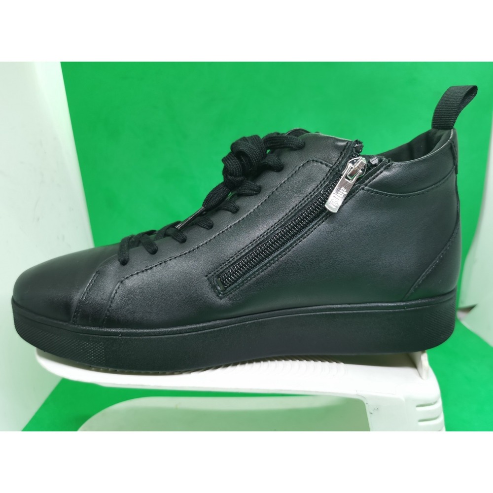 FitFlop Rally Leather High Top Sneakers Black EK8-090 Women Size 10 US - Picture 16 of 16